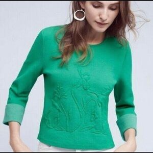 Anthropologie Moth Garden Embossed Floral Sweatshirt Women’s Size Medium